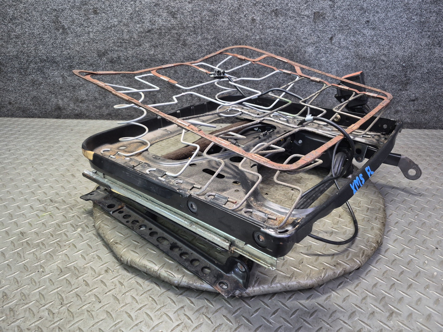 86-91 Mercedes W126 Sedan Front Left Seat Lower Frame Track Rail w Motors OEM