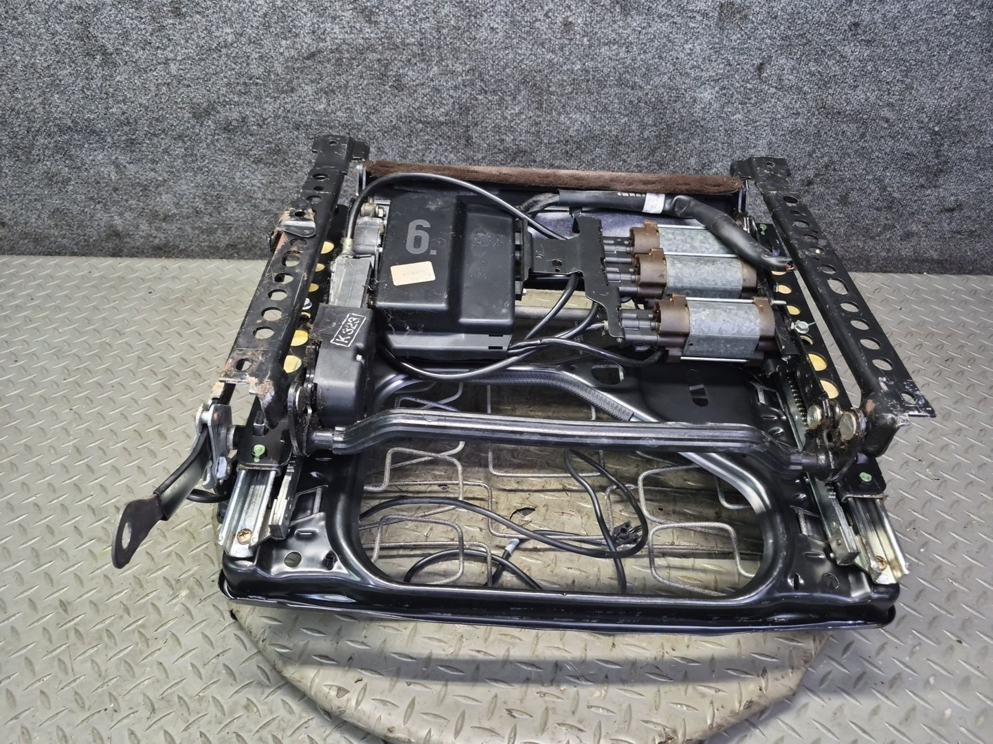 86-91 Mercedes W126 Sedan Front Left Seat Lower Frame Track Rail w Motors OEM