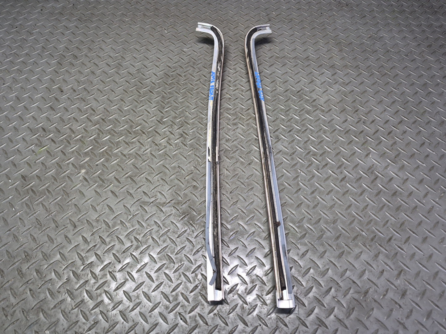 86-91 Mercedes W126 Sedan Front Windshield A Pillar Chrome Trim Molding Set OEM