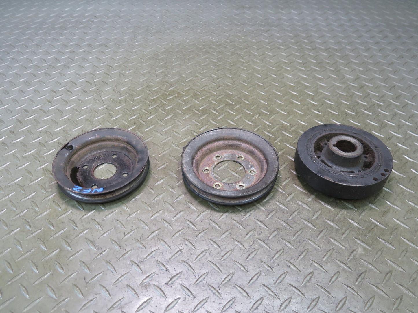 84-89 Nissan Z31 300ZX NA Set of 3 Engine Motor Belt Pulley Tensioner OEM
