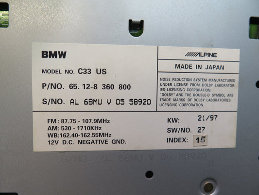 97-99 BMW E39 540i Cassette Player 8360800 OEM