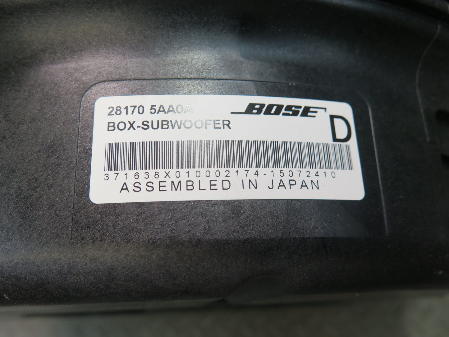 09-20 Nissan Z34 370Z Rear Subwoofer Speaker Box 28170-5AA0A OEM