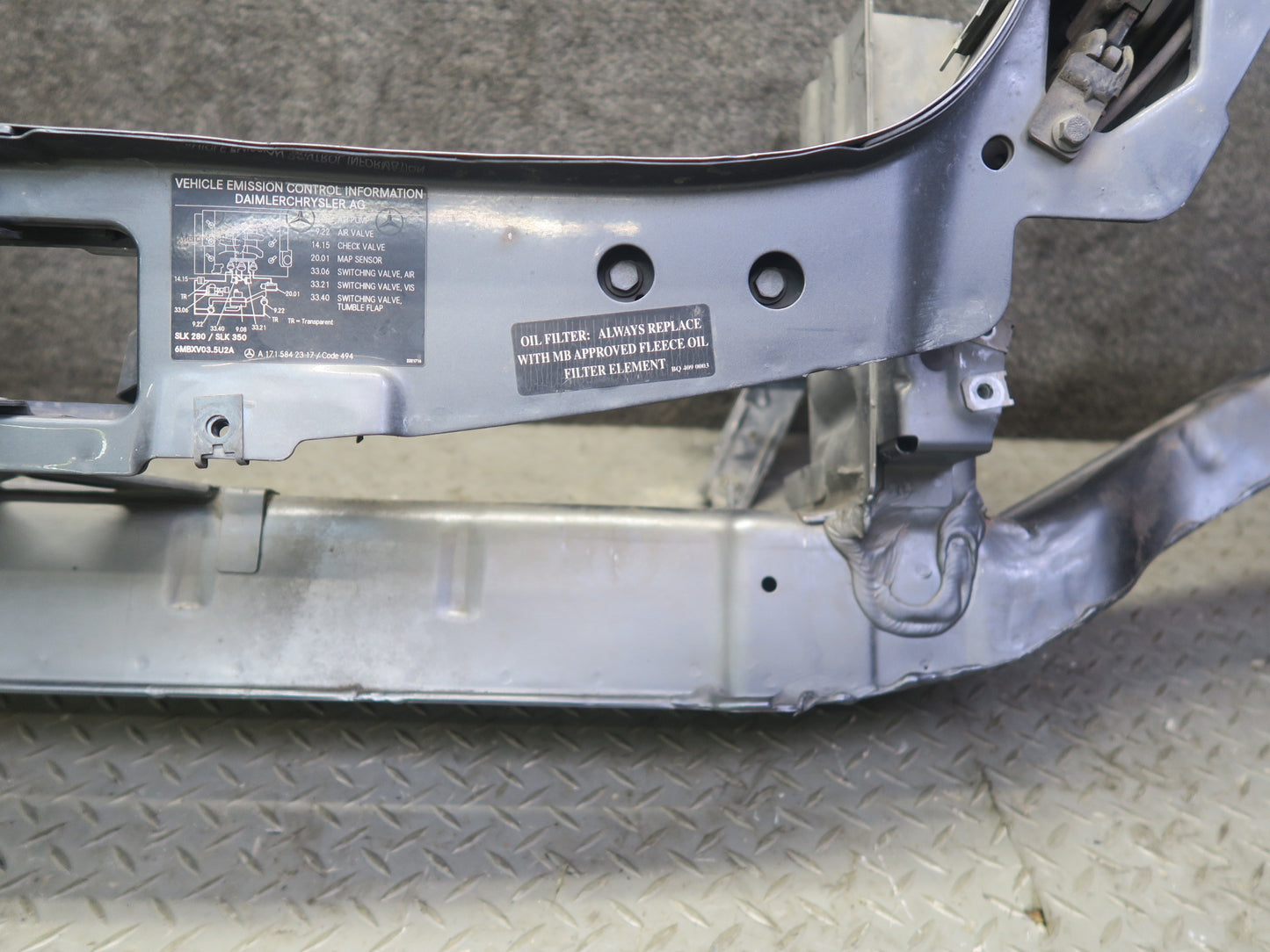 05-08 Mercedes R171 SLK Front Impact Reinforcement Bar Radiator Core Horns OEM