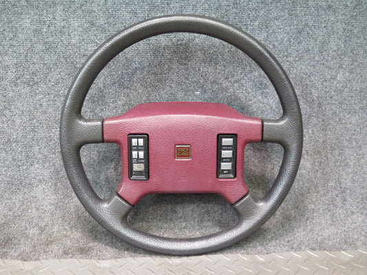 84-89 Nissan Z31 300ZX Leather Steering Black RED w Horn Pad Cover OEM
