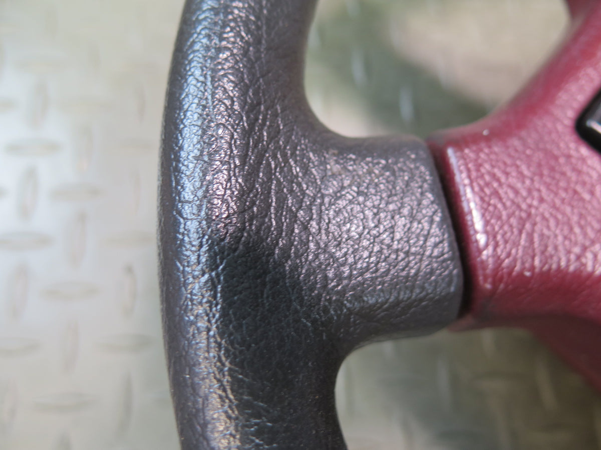 84-89 Nissan Z31 300ZX Leather Steering Black RED w Horn Pad Cover OEM