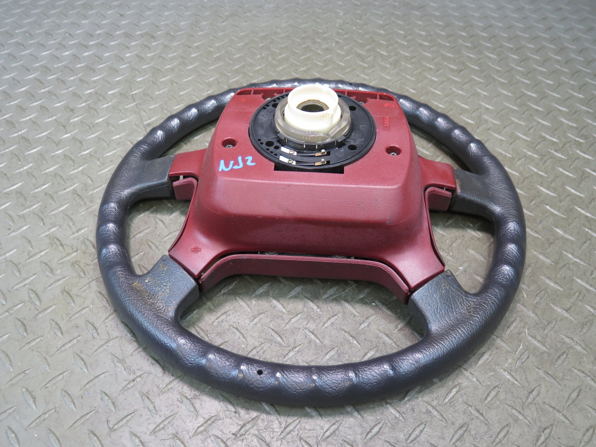 84-89 Nissan Z31 300ZX Leather Steering Black RED w Horn Pad Cover OEM