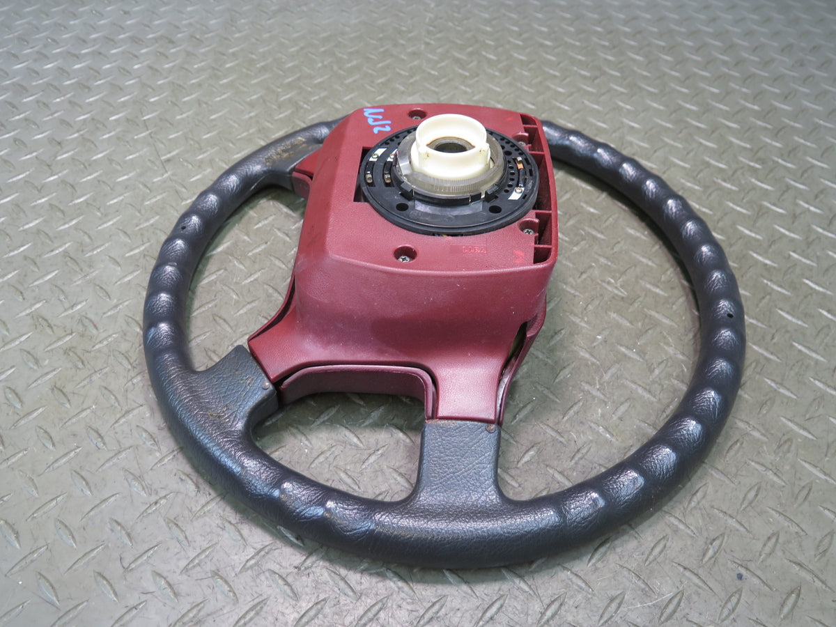 84-89 Nissan Z31 300ZX Leather Steering Black RED w Horn Pad Cover OEM
