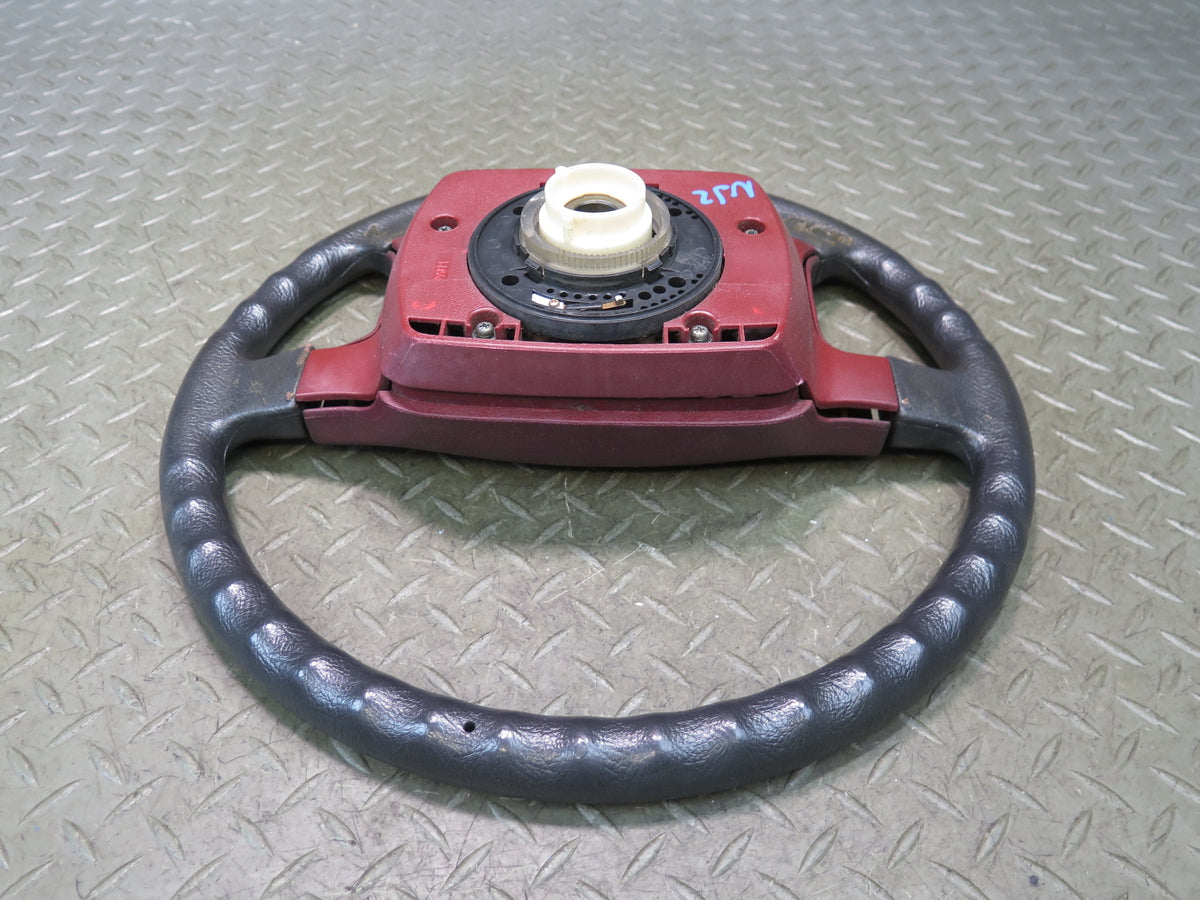 84-89 Nissan Z31 300ZX Leather Steering Black RED w Horn Pad Cover OEM