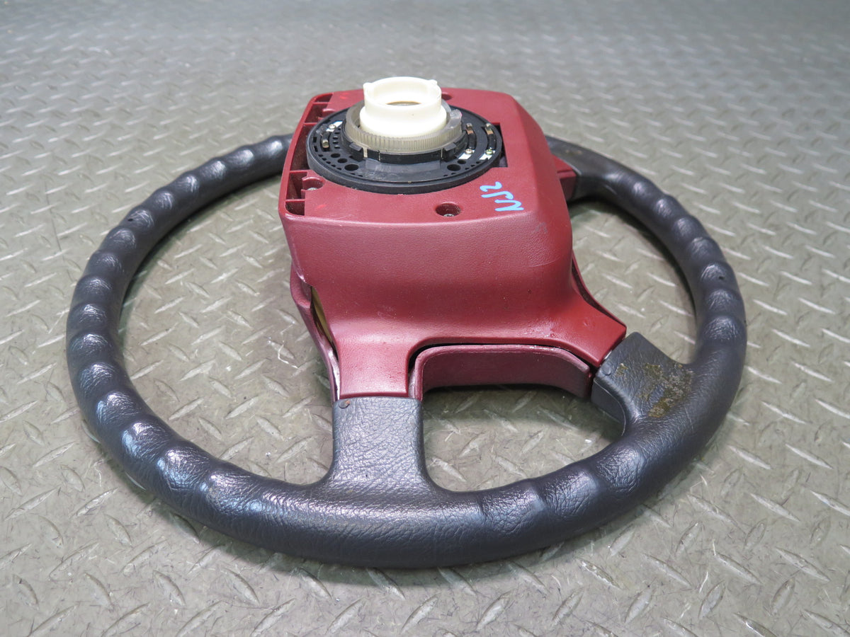 84-89 Nissan Z31 300ZX Leather Steering Black RED w Horn Pad Cover OEM