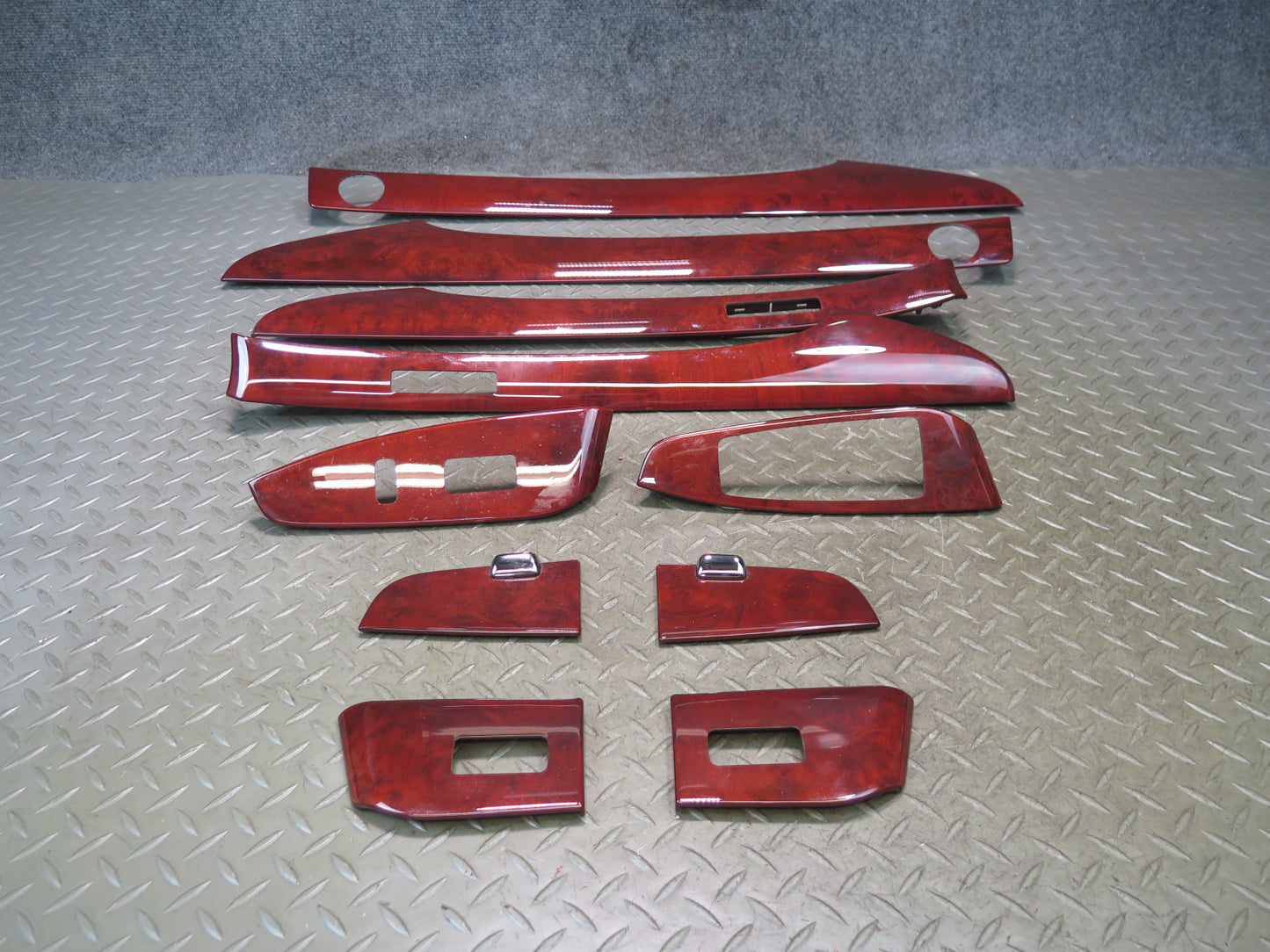 10-16 Lexus UVF46L LS600h Set of 10 Door Wood Trim Bezel Panel Set OEM