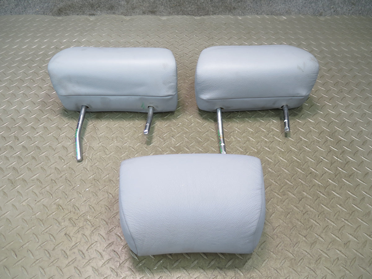 97-03 BMW E39 540i Sedan Rear Left Right Center Leather Headrest Set Gray OEM