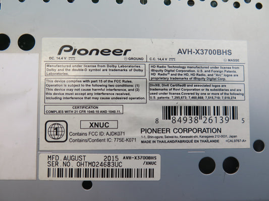 Pioneer AVH-X3700BHS 2-DIN Radio CD Player Receiver w Remote Control