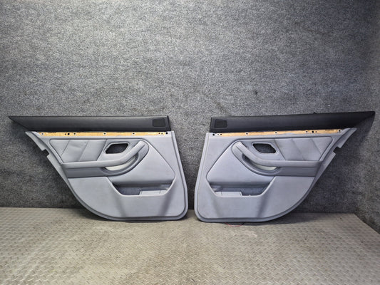 97-03 BMW E39 540i Set of 2 Rear Left & Right Interior Door Panel Gray Damaged