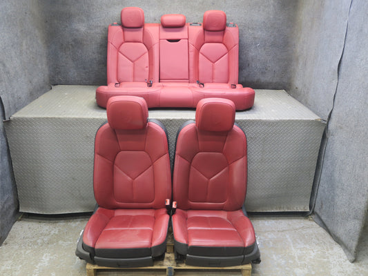 2015-2018 Porsche Macan Front & Rear Heated Perforated Leather Seat Set RED