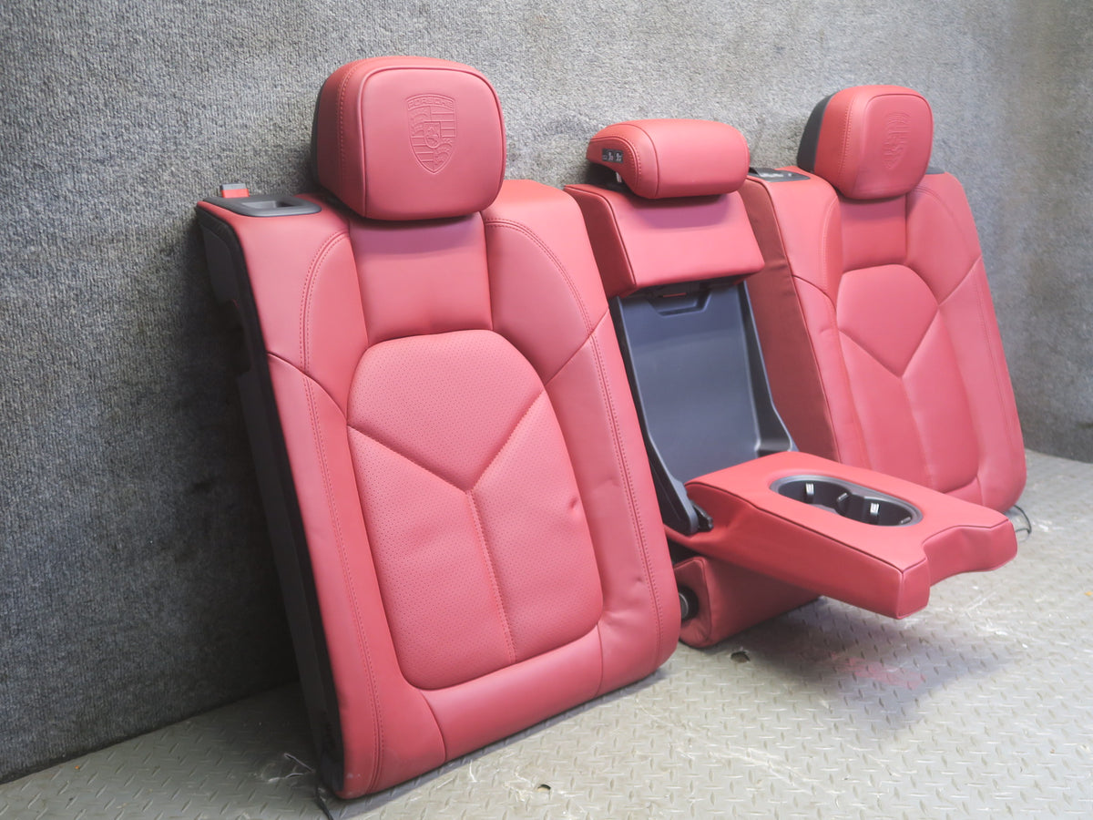2015-2018 Porsche Macan Front & Rear Heated Perforated Leather Seat Set RED
