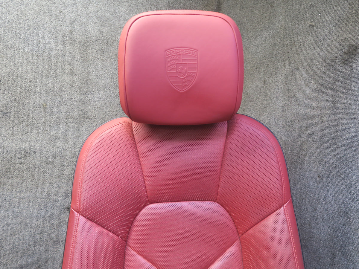 2015-2018 Porsche Macan Front & Rear Heated Perforated Leather Seat Set RED