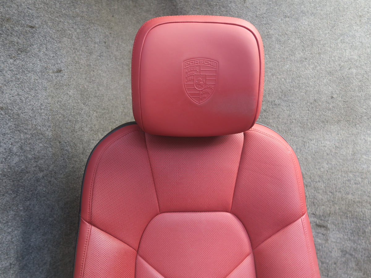 2015-2018 Porsche Macan Front & Rear Heated Perforated Leather Seat Set RED