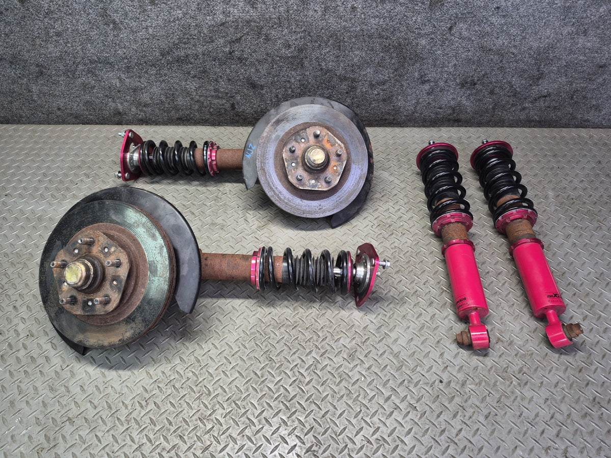 87-89 Nissan Z31 300ZX NA Front & Rear Coilover Shock Absorber Wheel Hub Set