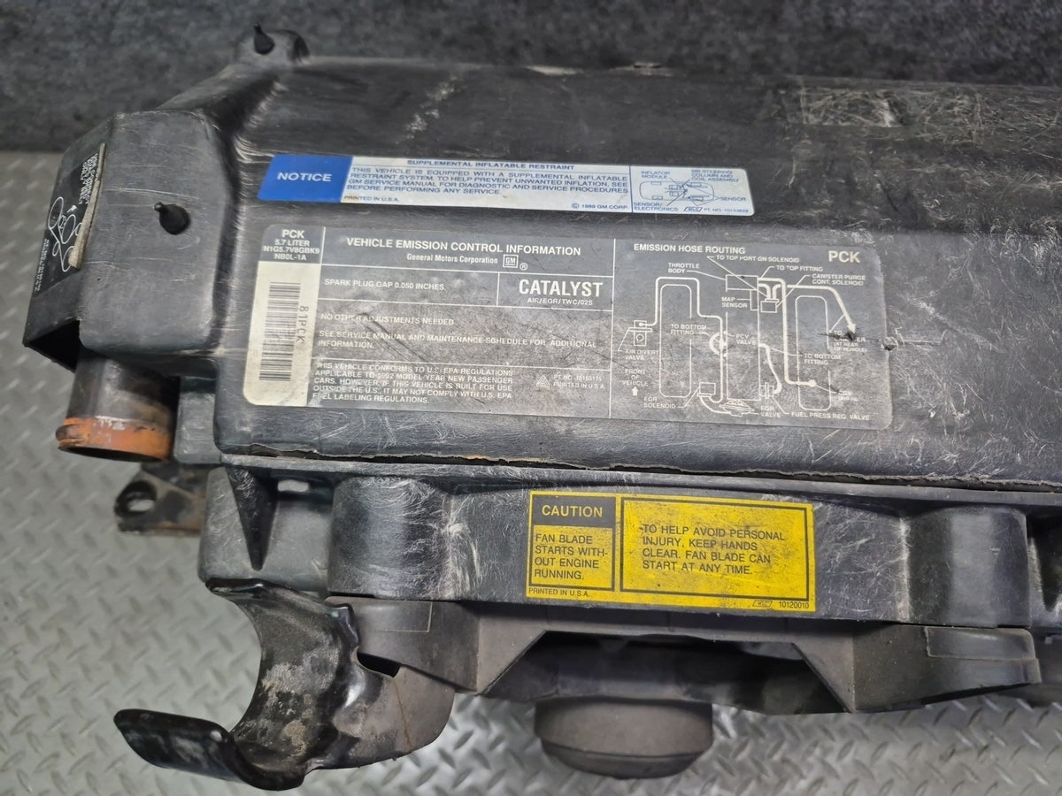 90-93 Chevy Corvette C4 A/T Engine Radiator AC Condenser Fan Shroud Assy Damaged