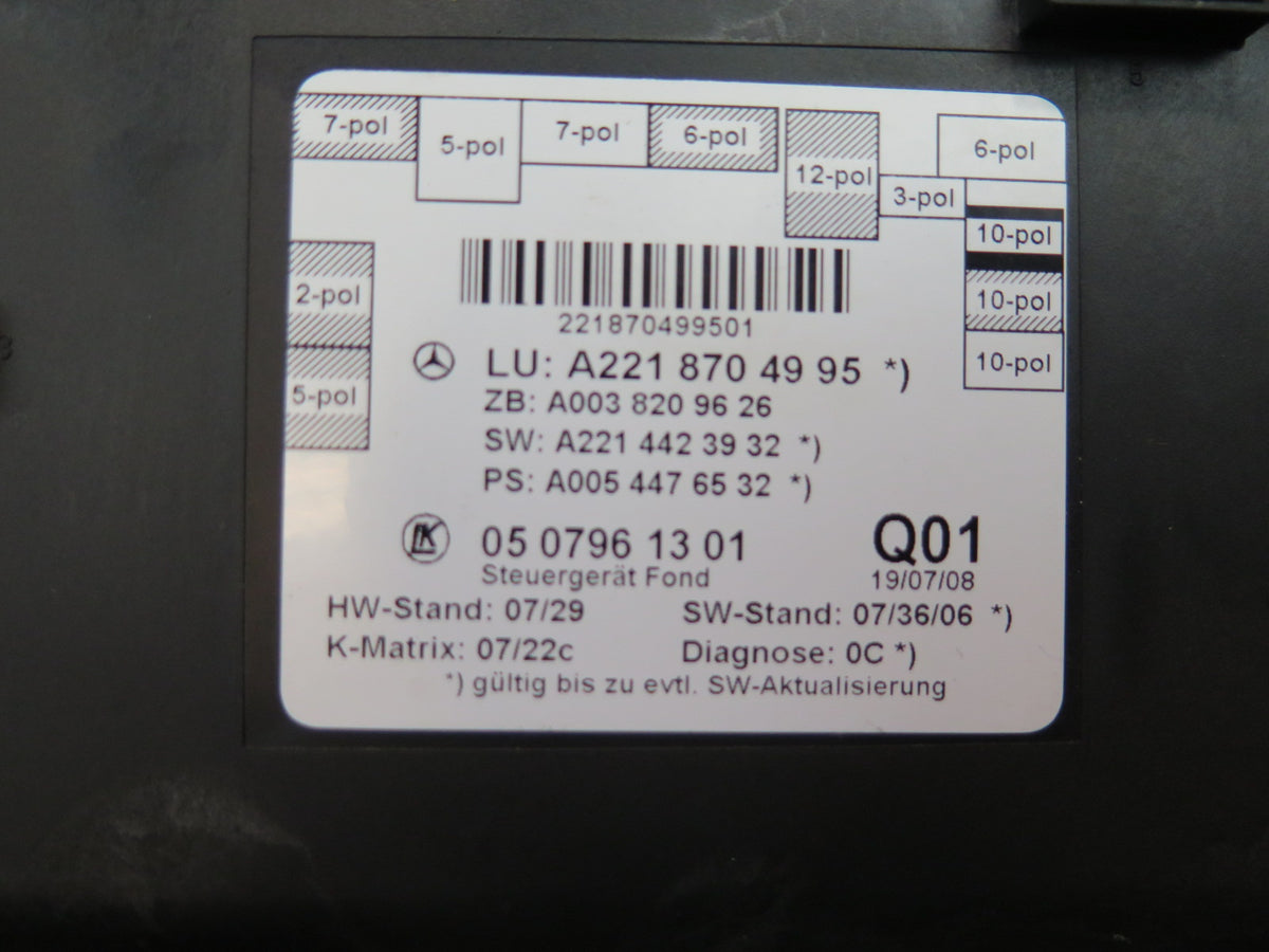 07-13 Mercedes W221 S-class Rear Left or Right Door Control Module OEM