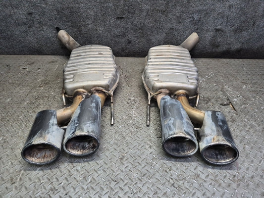 08-09 Mercedes W221 S63 AMG Set of 2 Rear Left Right Exhaust Muffler w Tips OEM