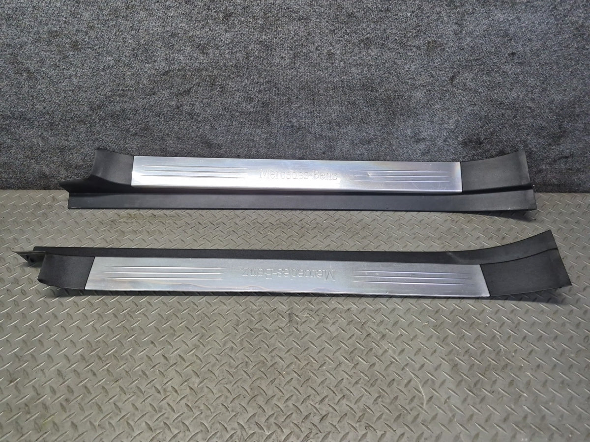 07-12 Mercedes R230 SL Set of 2 Outer Door Scuff Step Sill Plate Trim Cover OEM