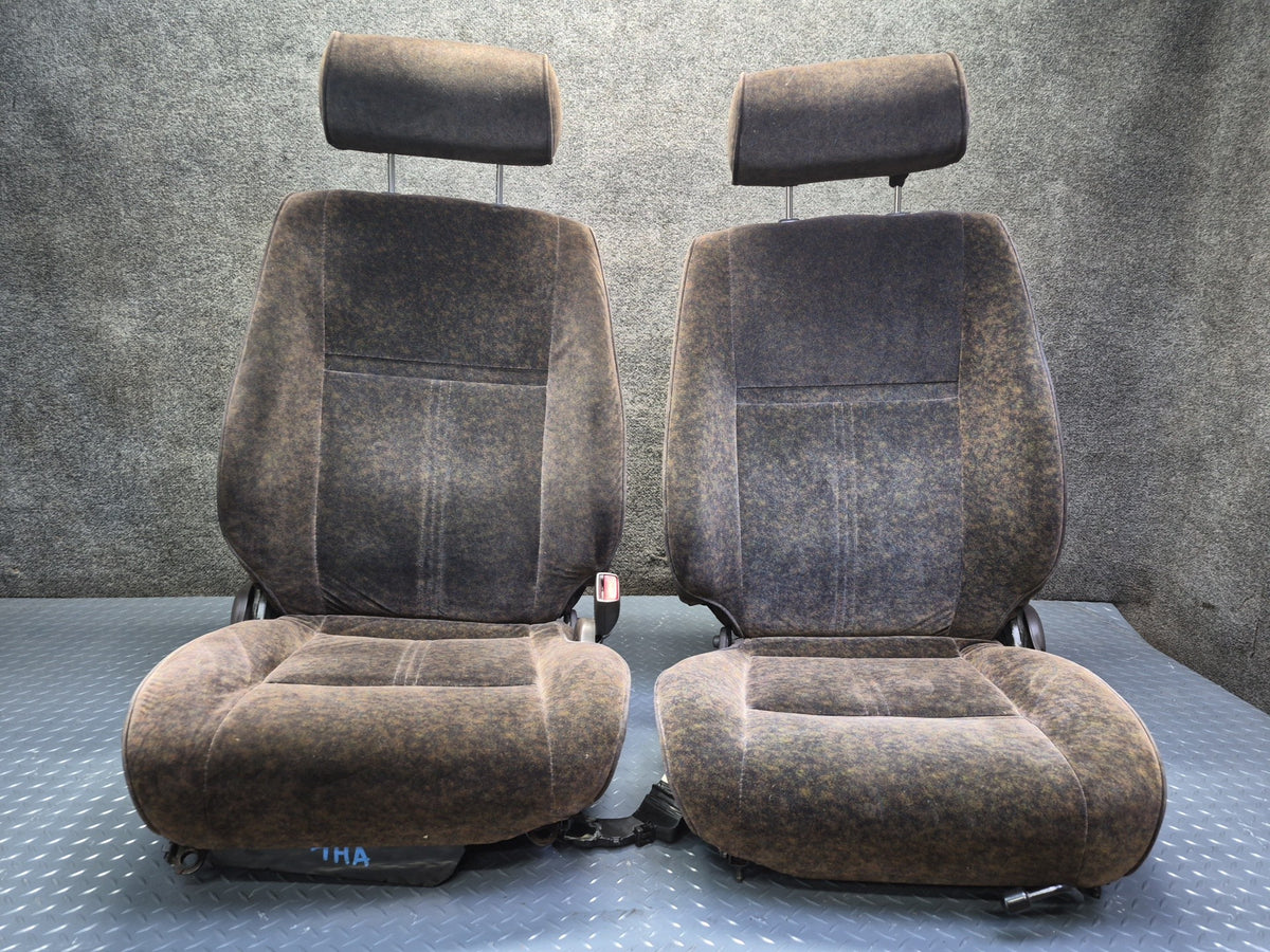 94-95 Toyota Hiace KZH106W Super Custom Front Power Velours Seat Brown Set OEM
