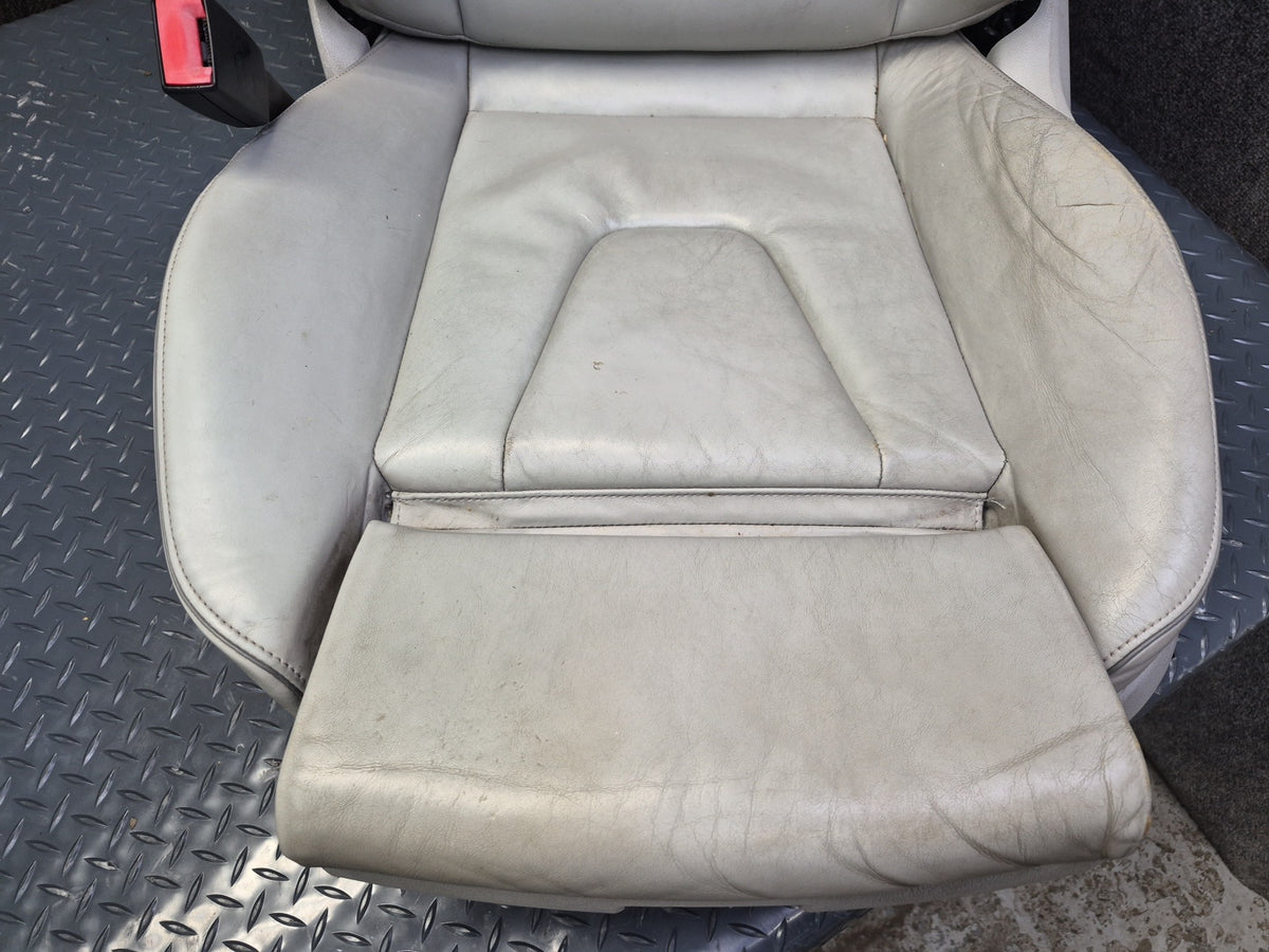 13-15 Audi RS5 8F7 Front & Rear Leather Heated Sport Seat Set Silver Damaged