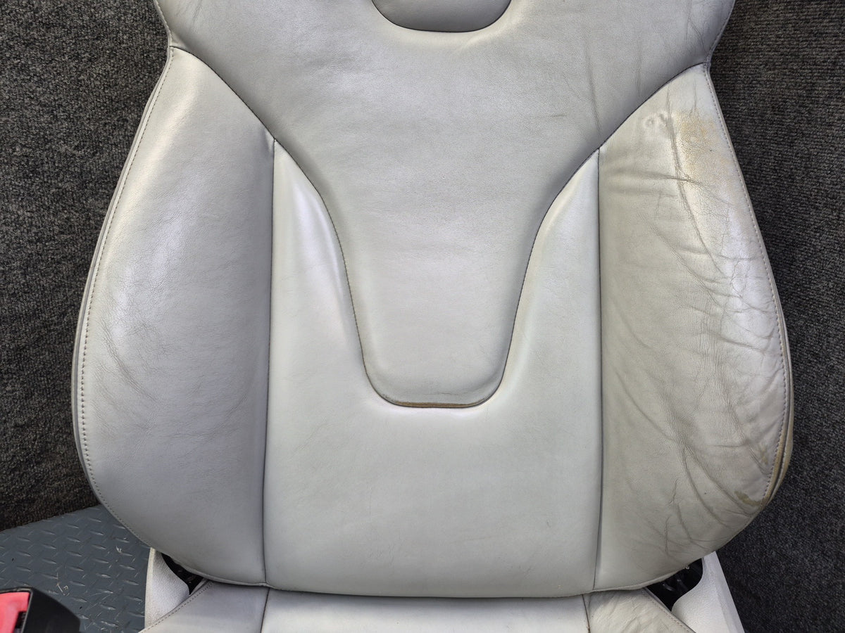 13-15 Audi RS5 8F7 Front & Rear Leather Heated Sport Seat Set Silver Damaged