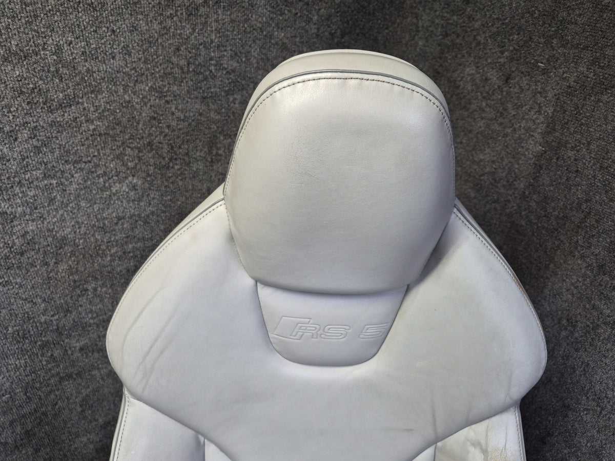 13-15 Audi RS5 8F7 Front & Rear Leather Heated Sport Seat Set Silver Damaged