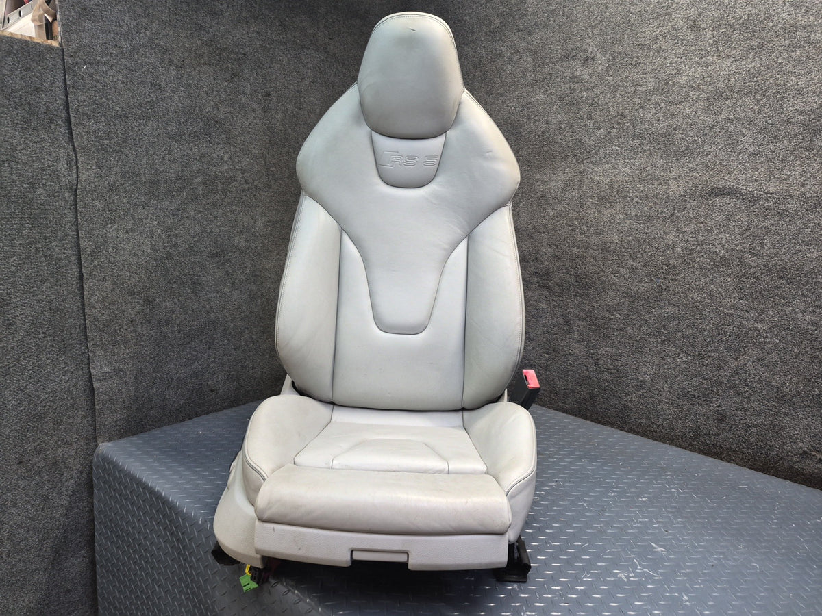 13-15 Audi RS5 8F7 Front & Rear Leather Heated Sport Seat Set Silver Damaged
