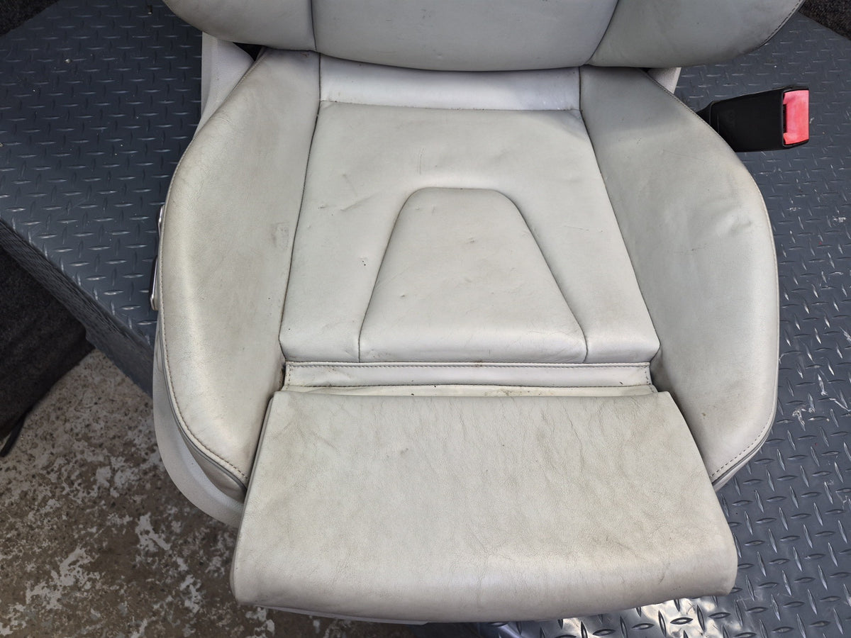 13-15 Audi RS5 8F7 Front & Rear Leather Heated Sport Seat Set Silver Damaged