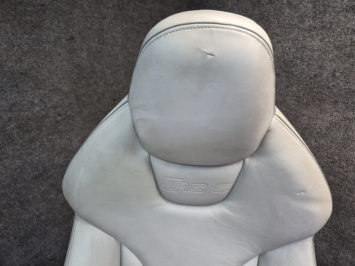 13-15 Audi RS5 8F7 Front & Rear Leather Heated Sport Seat Set Silver Damaged