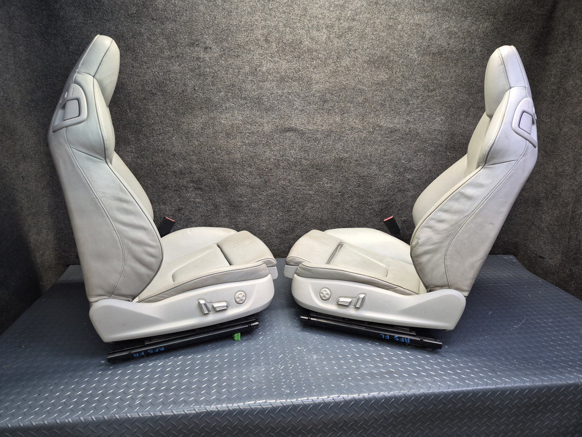 13-15 Audi RS5 8F7 Front & Rear Leather Heated Sport Seat Set Silver Damaged