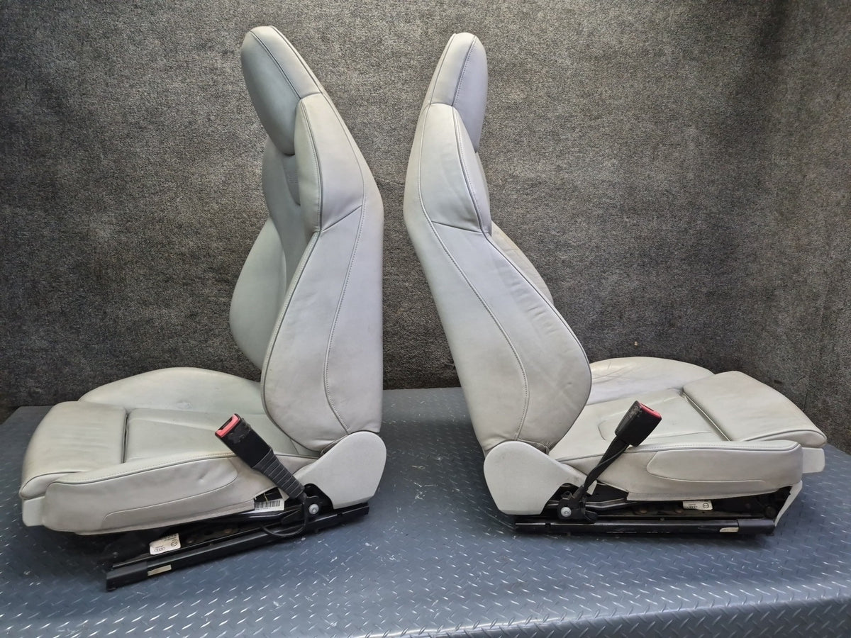 13-15 Audi RS5 8F7 Front & Rear Leather Heated Sport Seat Set Silver Damaged