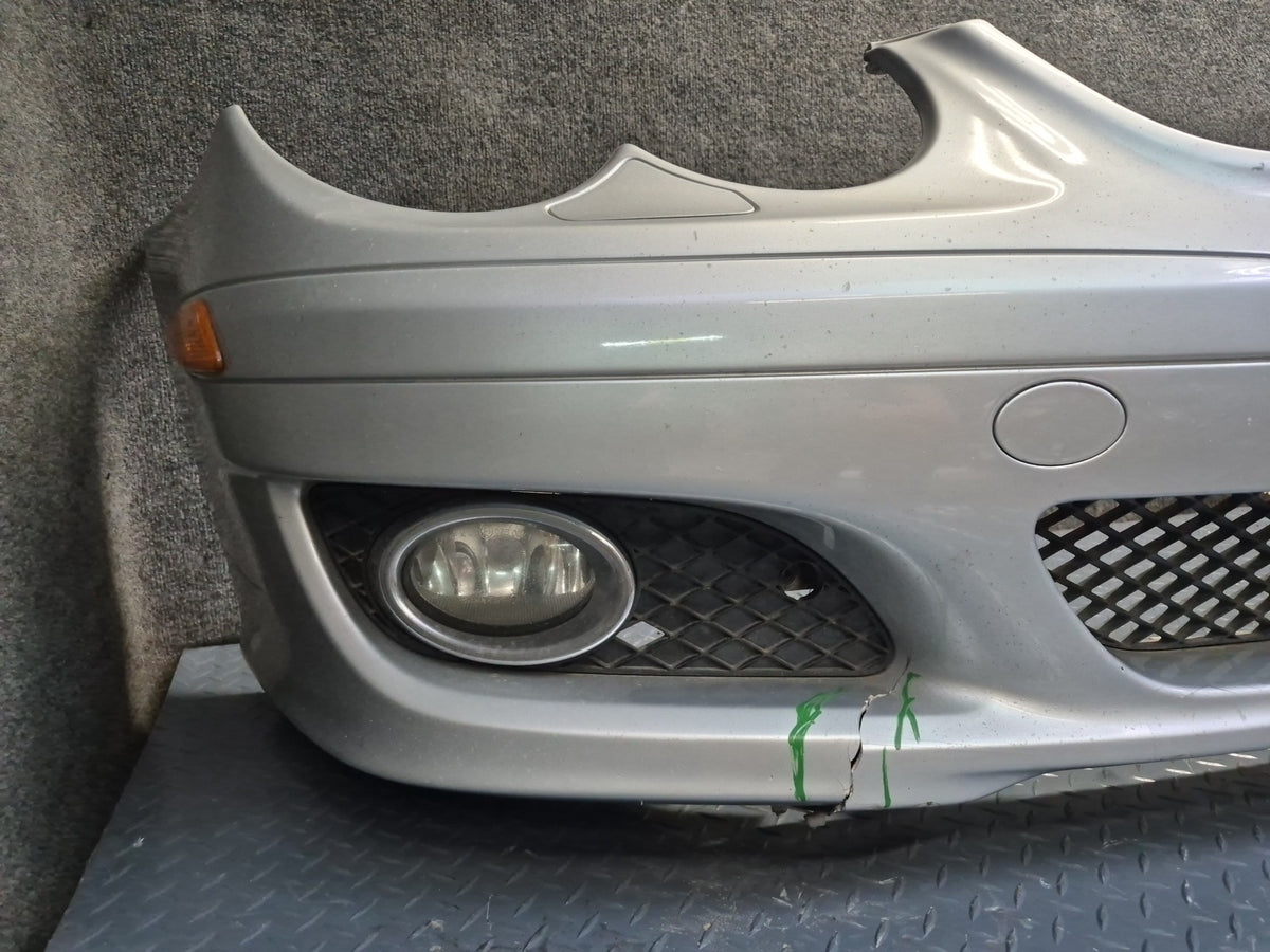 07-08 Mercedes R230 SL550 Front Bumper Cover w Fog Lights Silver Damaged