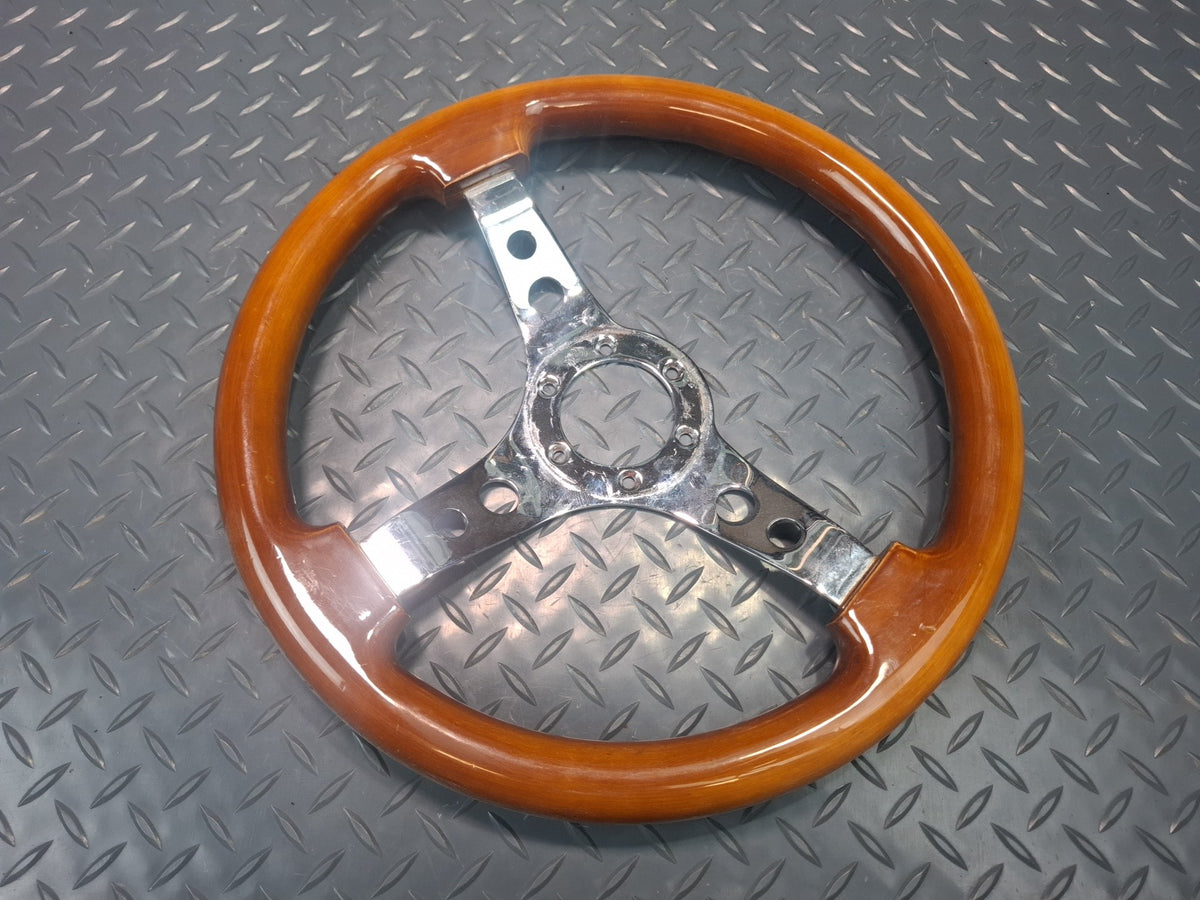 94-95 Toyota Hiace Wood Steering 3-SPOKE Chrome With Hub Adapter Set Aftermarket