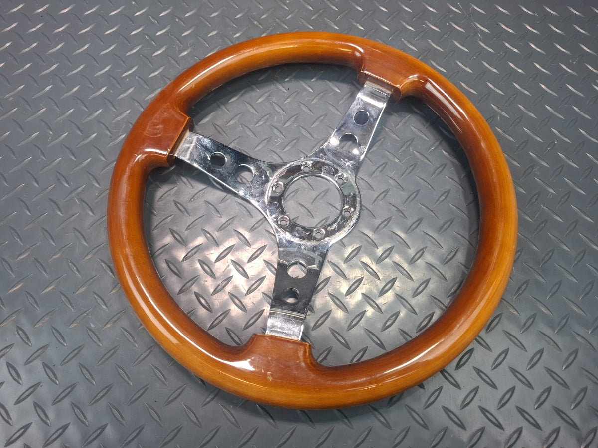 94-95 Toyota Hiace Wood Steering 3-SPOKE Chrome With Hub Adapter Set Aftermarket
