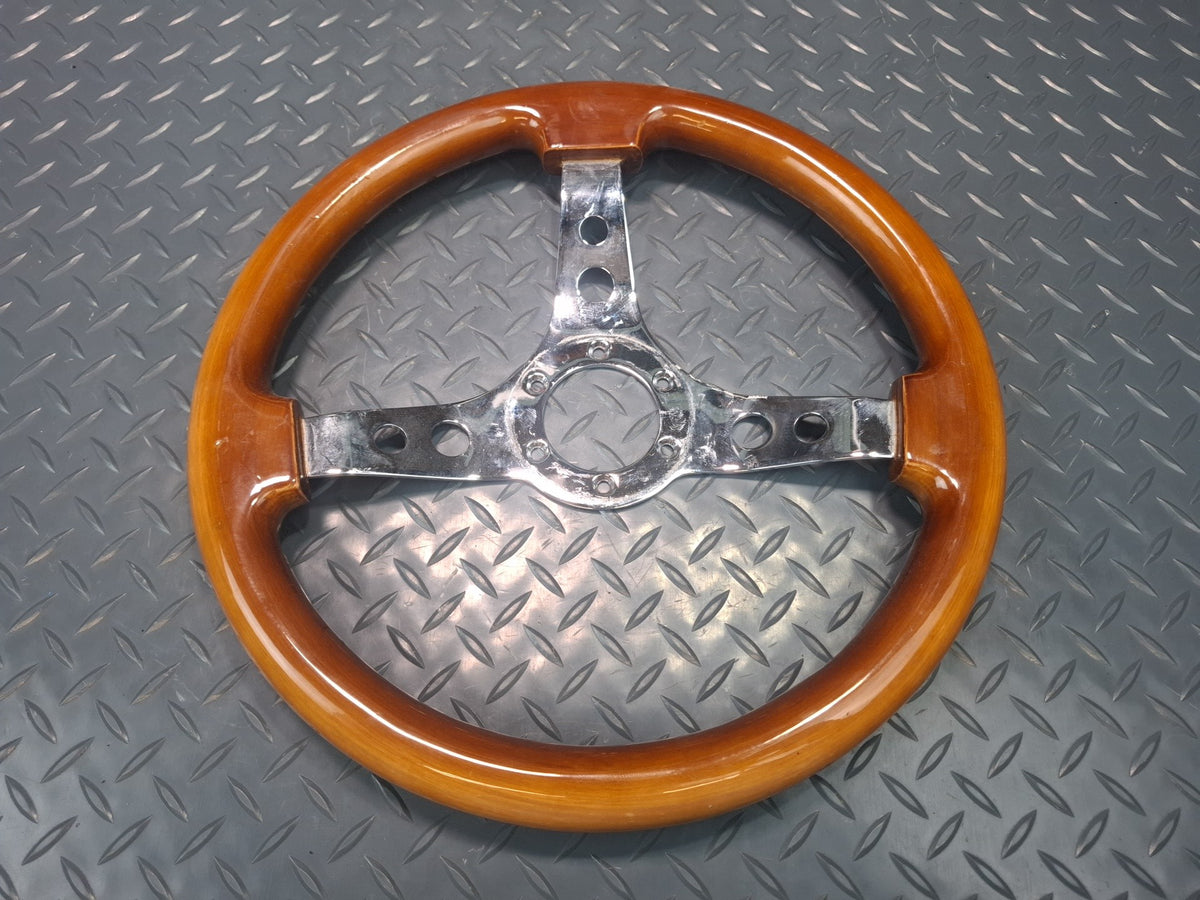 94-95 Toyota Hiace Wood Steering 3-SPOKE Chrome With Hub Adapter Set Aftermarket