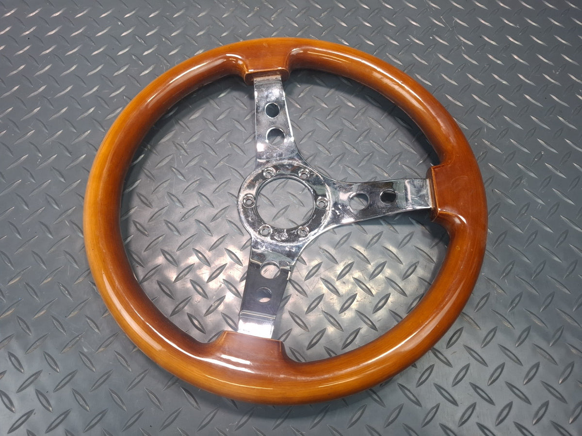 94-95 Toyota Hiace Wood Steering 3-SPOKE Chrome With Hub Adapter Set Aftermarket