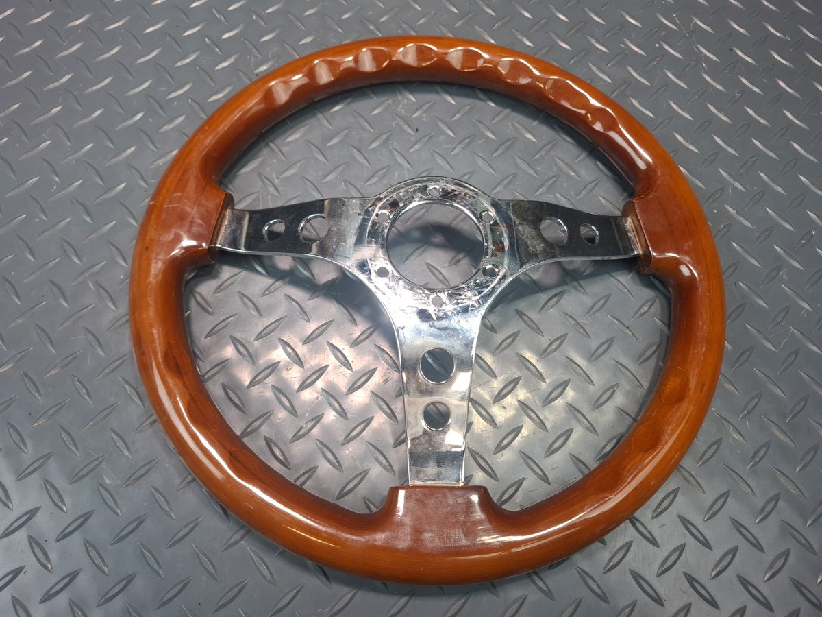 94-95 Toyota Hiace Wood Steering 3-SPOKE Chrome With Hub Adapter Set Aftermarket