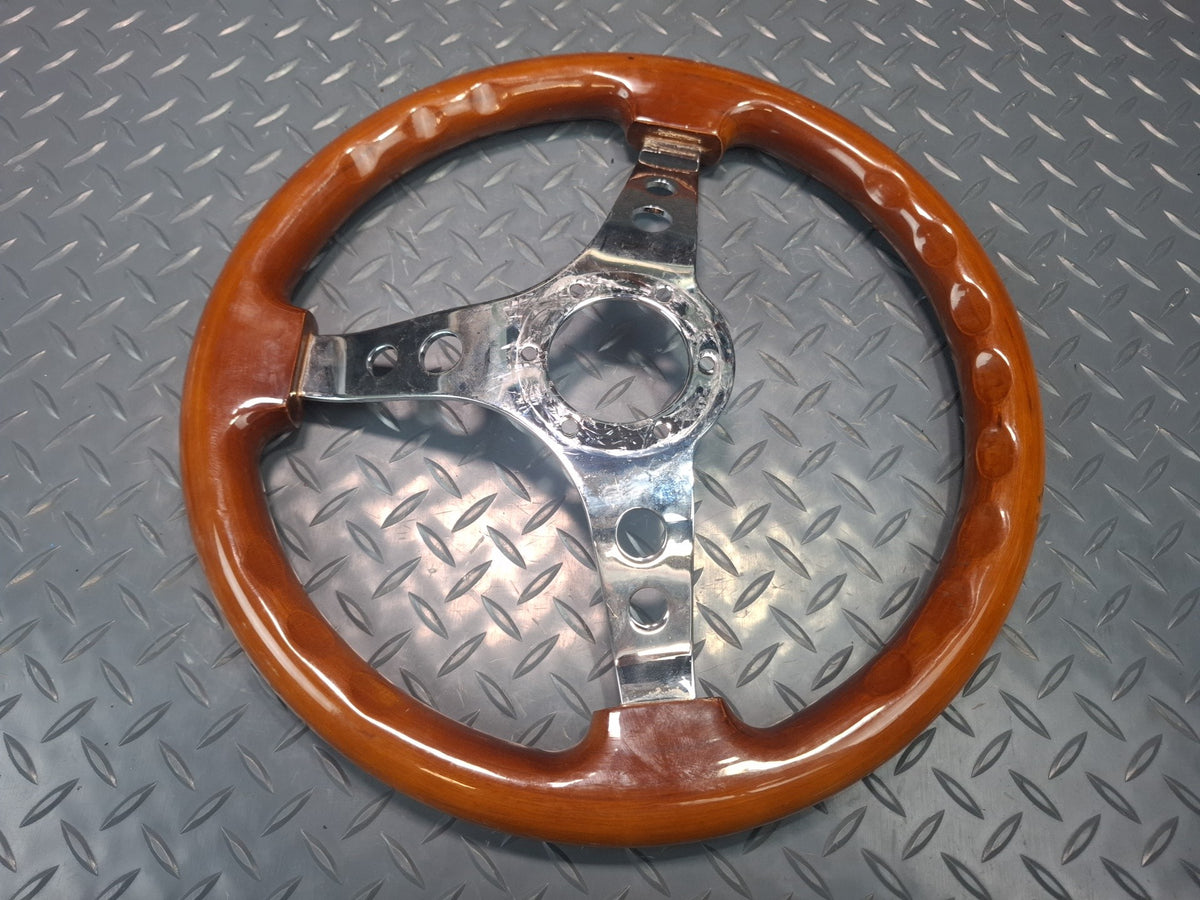 94-95 Toyota Hiace Wood Steering 3-SPOKE Chrome With Hub Adapter Set Aftermarket