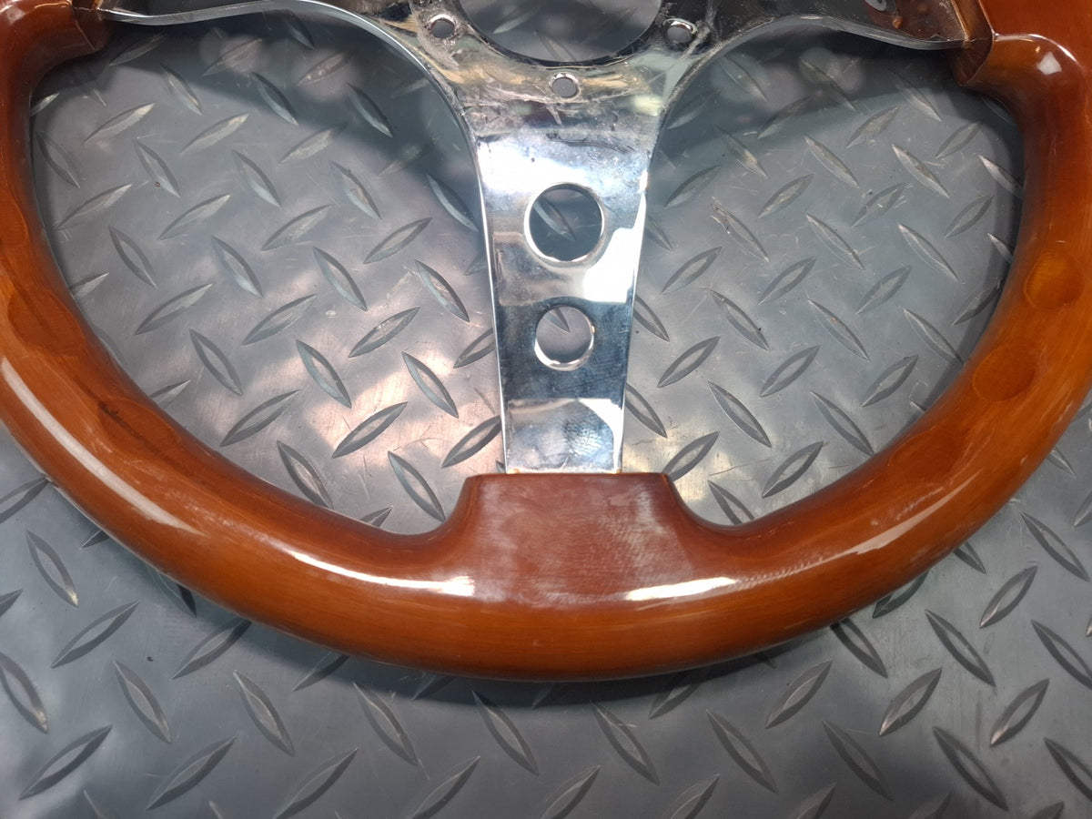 94-95 Toyota Hiace Wood Steering 3-SPOKE Chrome With Hub Adapter Set Aftermarket