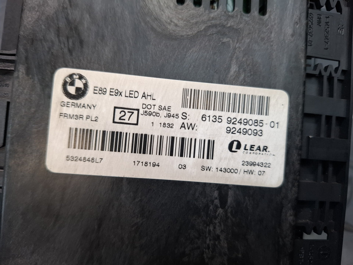 2011 BMW E90 E92 E93 M3 FRM3R PL2 AHL Headlight Lamp Control Module 9249085