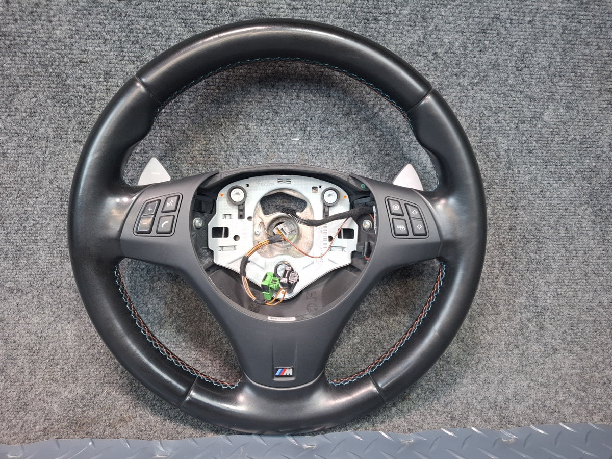 2008-2011 BMW E90 E92 E93 M3 Sport Leather Steering Black w Paddles & Controls