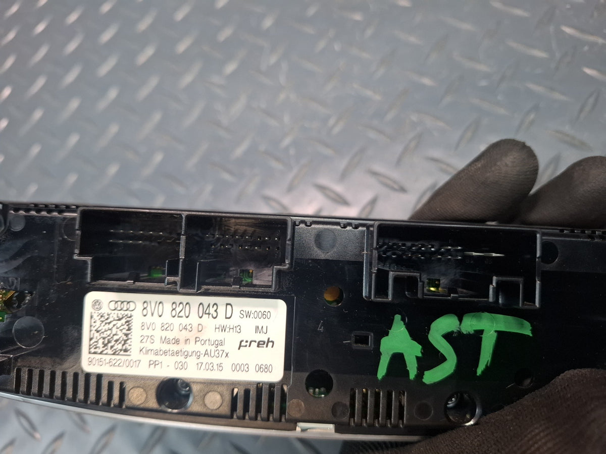 15-17 Audi S3 8VS A/C Heater Climate Control Switch Panel 8V0820043D OEM