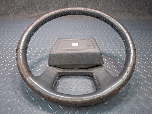 85-86 Toyota Cressida MX73 Leather Steering w Horn Pad Gray Damaged