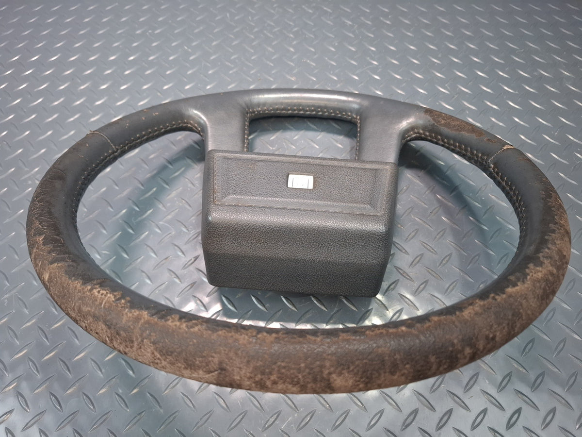 85-86 Toyota Cressida MX73 Leather Steering w Horn Pad Gray Damaged