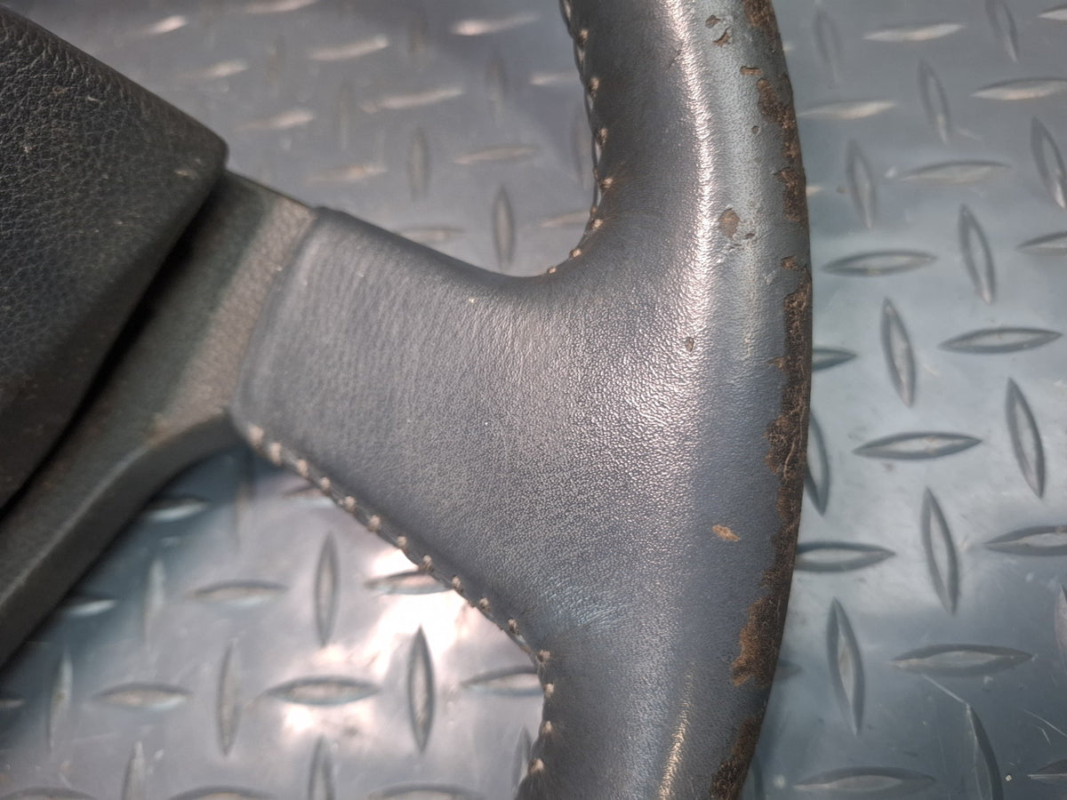 85-86 Toyota Cressida MX73 Leather Steering w Horn Pad Gray Damaged