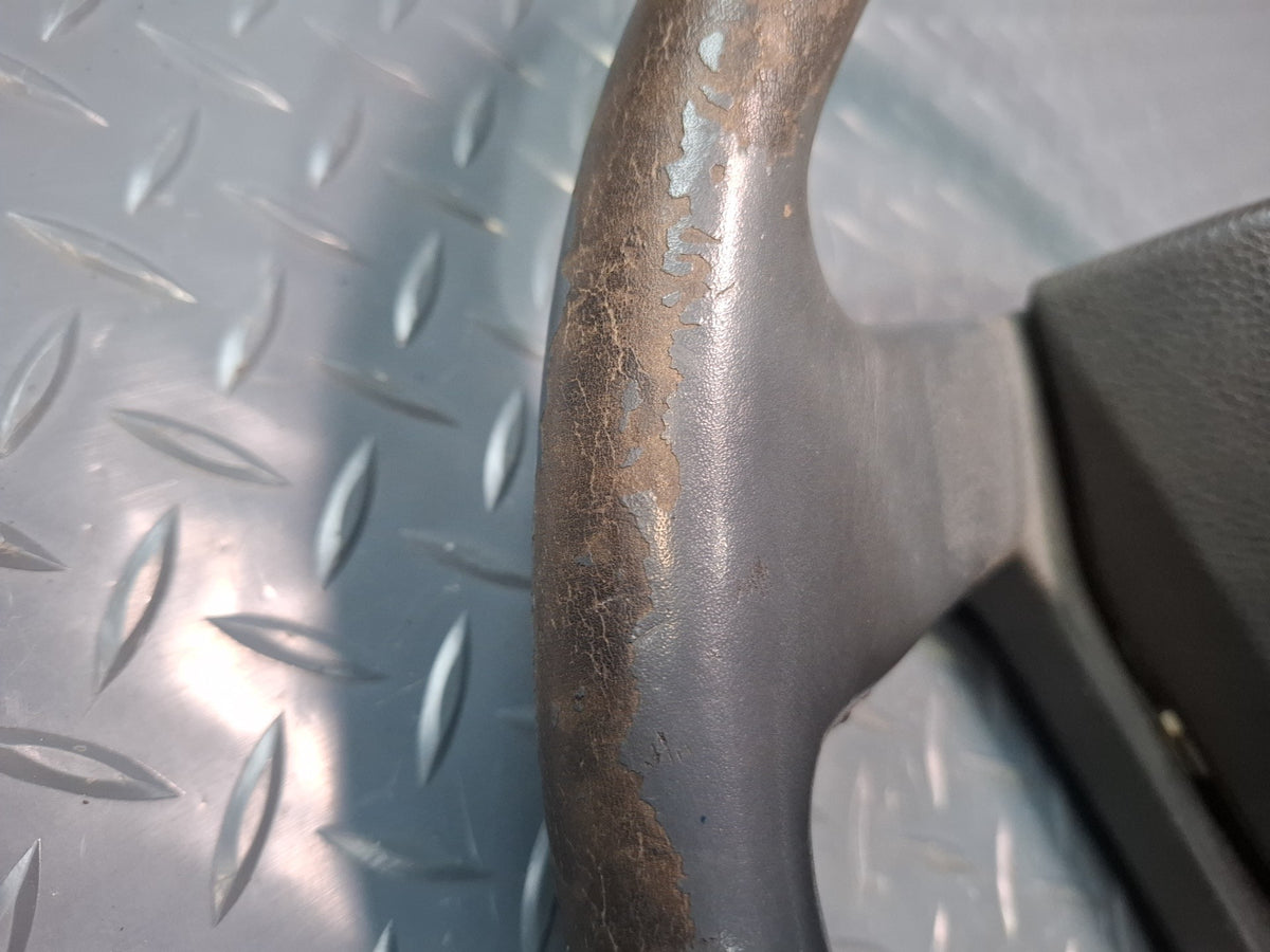 85-86 Toyota Cressida MX73 Leather Steering w Horn Pad Gray Damaged
